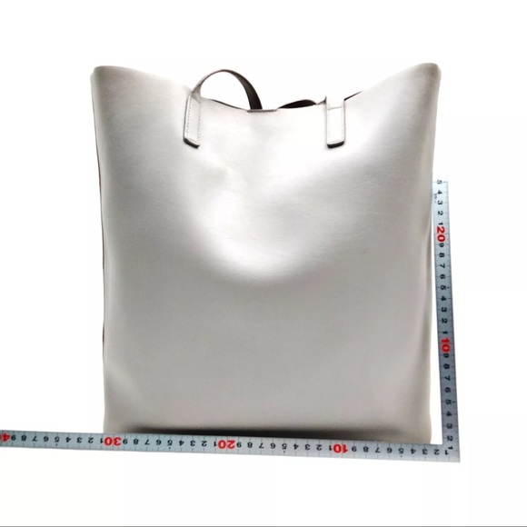 Pre-Owned YVES SAINT LAURENT Toy Supple Leather Shopping Tote Bag Gray - Picture 2 of 9